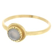 Bague ronde Calcedoine contour dentelé - Taille 52 - Doré Or fin x1|raw }}