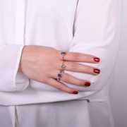 Bague rectangle en pierre gemme - Taille 54 - Doré à l'or fin - Lapis lazuli x1