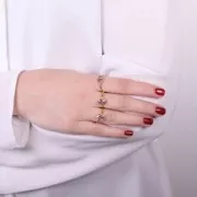 Bague rectangle en pierre gemme - Taille 52 - Doré à l'or fin - Amethyste x1