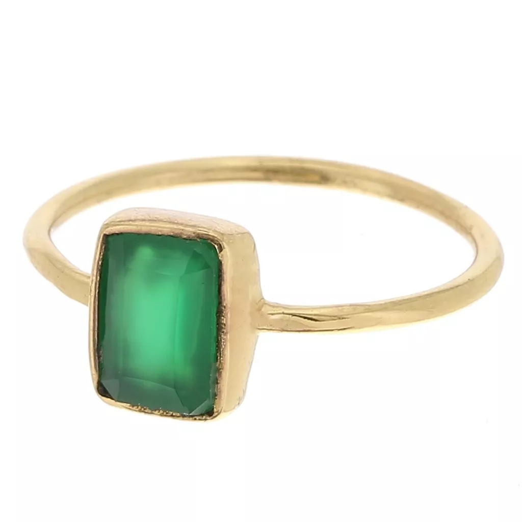 Bague rectangle en pierre gemme teintée Taille 57 Doré à l'or