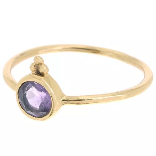 Bague fine ronde Amethyste - style ethnique - Taille 52 - Doré à l'Or fin x1