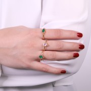 Bague fine ronde Amethyste - style ethnique - Taille 54 - Doré à l'Or fin x1