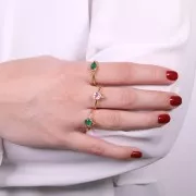 Bague fine ronde Amethyste - style ethnique - Taille 54 - Doré à l'Or fin x1