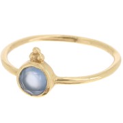Bague fine ronde Calcédoine bleue style ethnique - Taille 57 - Doré à l'Or fin x1|raw }}