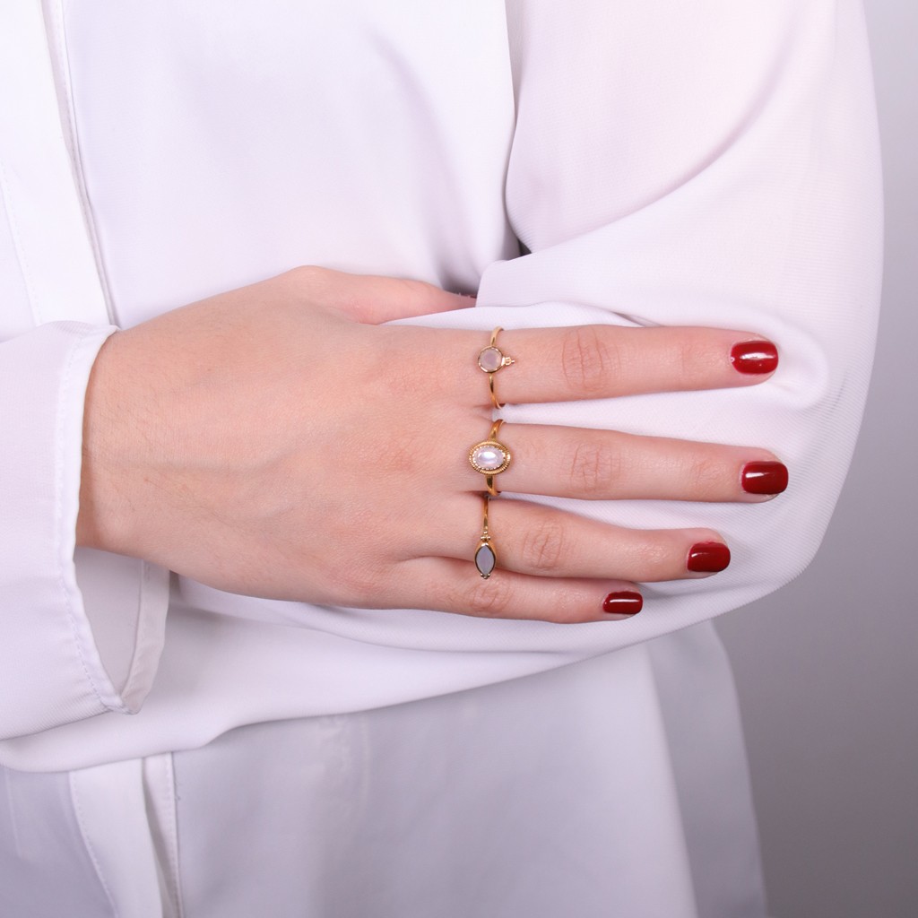 Bague Vintage Solitaire Cristal Taillé Doré - Taille 59, Or Fin, Marque Rodier ?, Occasion