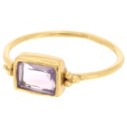 Bague rectangle Amethyste style ethnique T.52 - Doré à l'or fin x1|raw }}