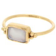 Bague rectangle Calcédoine style ethnique T.52 - Doré à l'or fin x1|raw }}