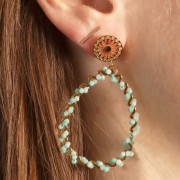 Clous d'oreilles rosace ajourée 12 mm avec anneau ouvert - Acier inox 316L Doré x2