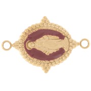 Intercalaire ovale 21x13 mm - motif Vierge - Acier inox 316L Doré - Bordeaux x1|raw }}