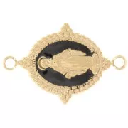 Intercalaire ovale 21x13 mm - motif Vierge - Acier inox 316L Doré - Noir x1