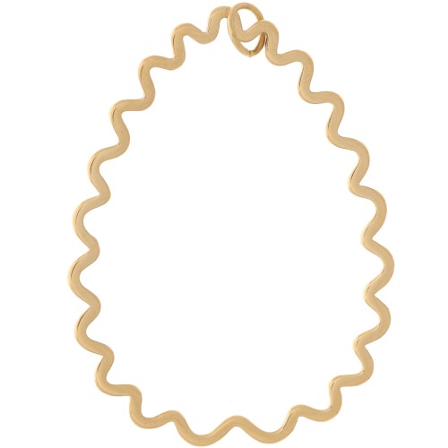 Pendentif goutte ondulé 41x31 mm - Acier inoxydable 316L Doré x1