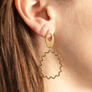 Pendentif goutte ondulé 31x25 mm - Acier inoxydable 316L Doré x1