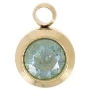 Breloque pierre naissance CZ 6 mm - Mars - Acier inox 316 Doré Aquamarine x1