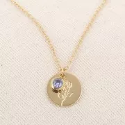 Breloque pierre de naissance zircon 6mm Juin Acier inox 304L Doré Light Amethyst