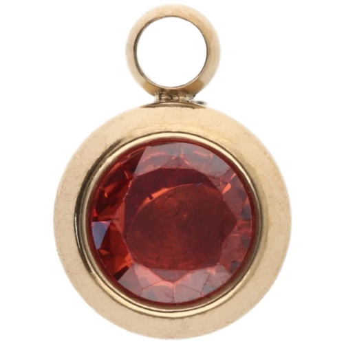 Breloque pierre naissance oxyde zirconium 6 mm Juillet Acier inox 304L Doré Rubis