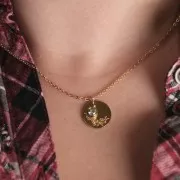 Breloque pierre naissance oxyde zirconium 6 mm Juillet Acier inox 304L  Doré Rubis