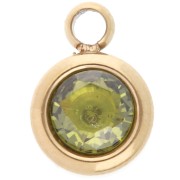 Breloque pierre naissance oxyde zirconium 6 mm Août Acier inox 304L  Doré - Peridot