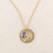 Breloque pierre naissance oxyde zircon 6mm Septembre Acier inox 304L Doré Saphir