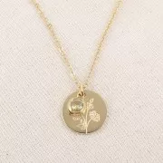 Breloque pierre naissance oxyde zirconium 6mm Novembre Acier inox 304L Doré Topaz