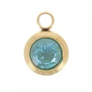 Breloque pierre naissance oxyde zirconium 6mm Décembre Acier inox 304L  Doré - Blue