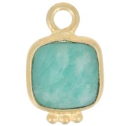 Breloque carrée 11x7 mm en pierre gemme facettée - Doré à l'or fin - Amazonite x1|raw }}