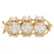 Perle tube avec cabochons en cristal Preciosa 16x7 mm - Doré - Crystal x1