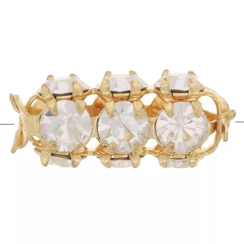 Perle tube avec cabochons en cristal Preciosa 16x7 mm - Doré - Crystal x1