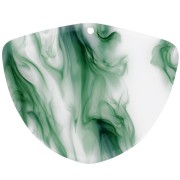 Pendentif géométrique en acétate 35x45 mm - Marbré Vert foncé - Blanc x1|raw }}