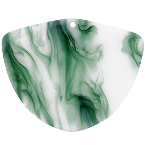 Pendentif géométrique en acétate 35x45 mm - Marbré Vert foncé - Blanc x1