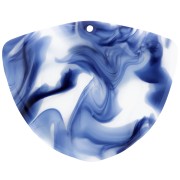 Pendentif géométrique en acétate 35x45 mm - Marbré Bleu foncé - Blanc x1|raw }}
