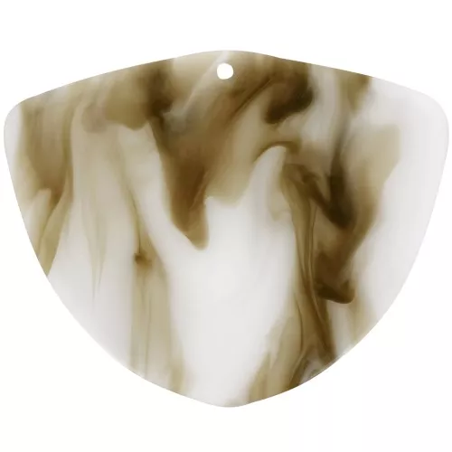 Pendentif géométrique en acétate 35x45 mm - Marbré Marron - Blanc x1