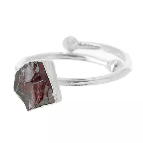 Bague druzy en pierre gemme - Taille 48 à 56 - Argent 925 - Grenat x1