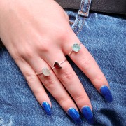 Bague druzy en pierre gemme - Taille 48 à 56 - Argent 925 - Pierre de lune x1