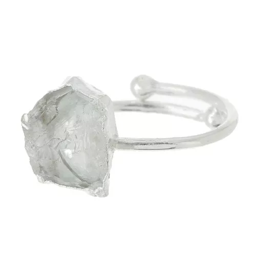 Bague druzy en pierre gemme - Taille 48 à 56 - Argent 925 - Cristal de roche x1