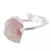 Bague druzy en pierre gemme - Taille 48 à 56 - Argent 925 - Opale rose x1