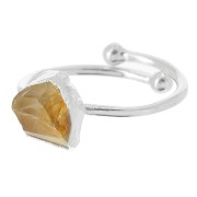 Bague druzy en pierre gemme - Taille 48 à 56 - Argent 925 - Citrine x1|raw }}