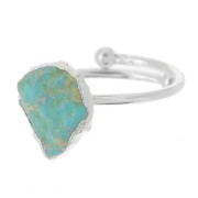 Bague druzy en pierre gemme - Taille 48 à 56 - Argent 925 - Turquoise naturelle x1
