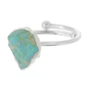 Bague druzy en pierre gemme - Taille 48 à 56 - Argent 925 - Turquoise naturelle x1