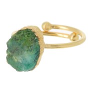 Bague druzy - Sillimanite teintée T.48 à 56 - Arg 925 Doré Or fin - imit Emeraude|raw }}