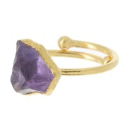 Bague druzy en pierre gemme - Taille 48 à 56 - Argent 925 Doré Or fin - Amethyste|raw }}