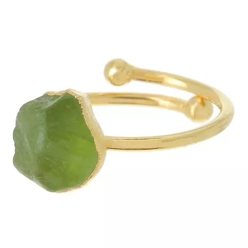 Bague druzy en pierre gemme - Taille 48 à 56 - Argent 925 Doré Or fin - Péridot