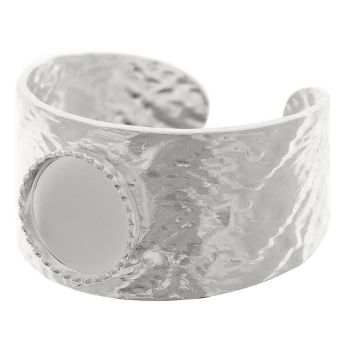 Bague serti cabochon fond plat 8 mm - Taille 52 à 58 - Argent 925 x1