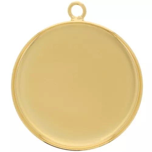 Serti pendentif pour cabochon fond plat 25 mm - Doré à l'or fin x1