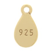 Breloque goutte 9x5 mm marquée 925 avec anneau ouvert - Argent 925 Doré à l'or fin|raw }}