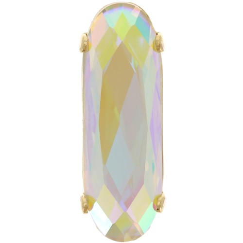 Cristal serti Aurora A4161 Long Classical Oval 21x7 mm - Doré - Crystal AB x1