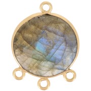 Pendentif chandelier 16mm en pierre gemme facettée - Doré à l'or fin - Labradorite