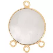 Pendentif chandelier 16mm pierre gemme facettée - Doré à l'or fin - Pierre de lune