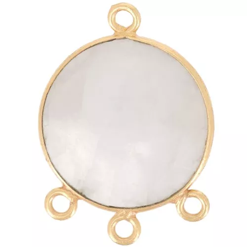 Pendentif chandelier 16mm pierre gemme facettée - Doré à l'or fin - Pierre de lune