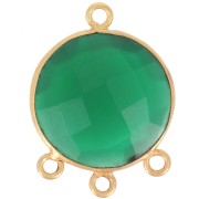 Pendentif chandelier 16 mm pierre gemme facettée teintée - Doré Or fin - Onyx vert|raw }}