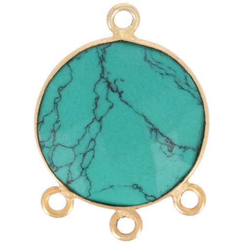 Pendentif chandelier 16 mm imit pierre gemme facettée - Doré Or fin - Turquoise